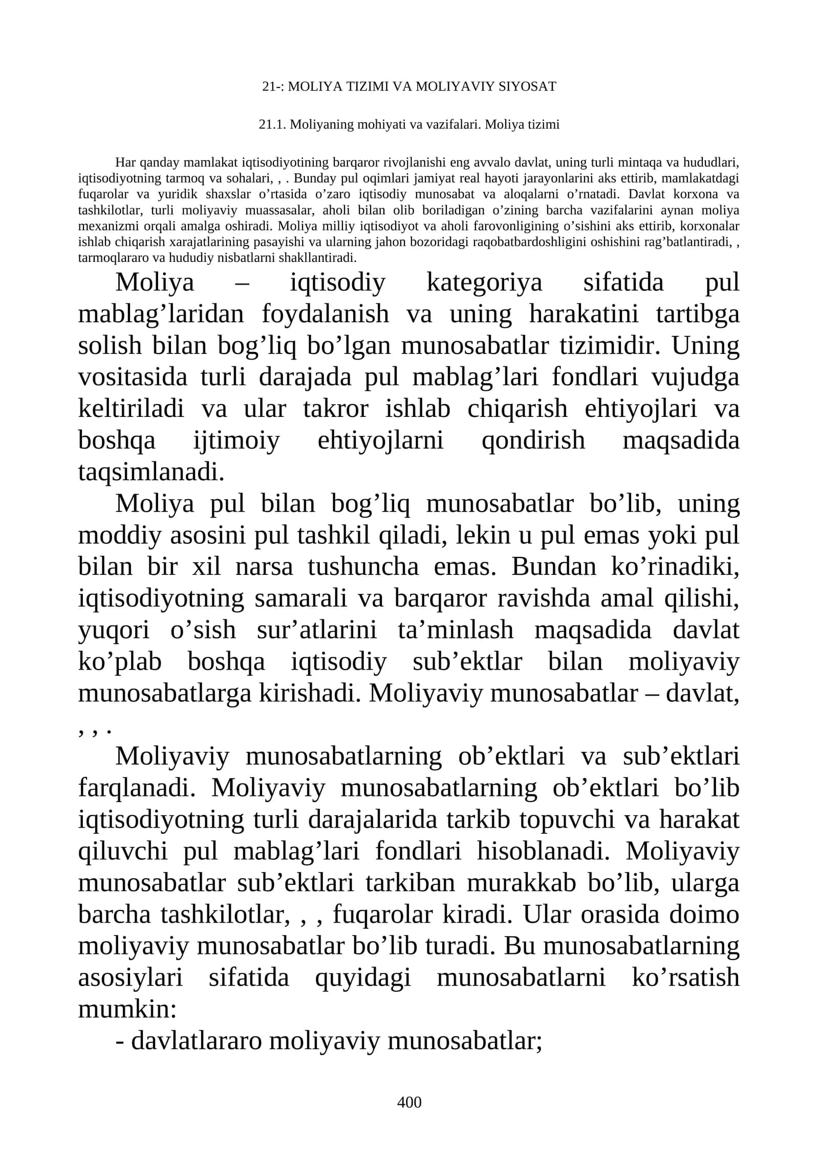MOLIYA TIZIMI VA MOLIYAVIY SIYOSAT 1