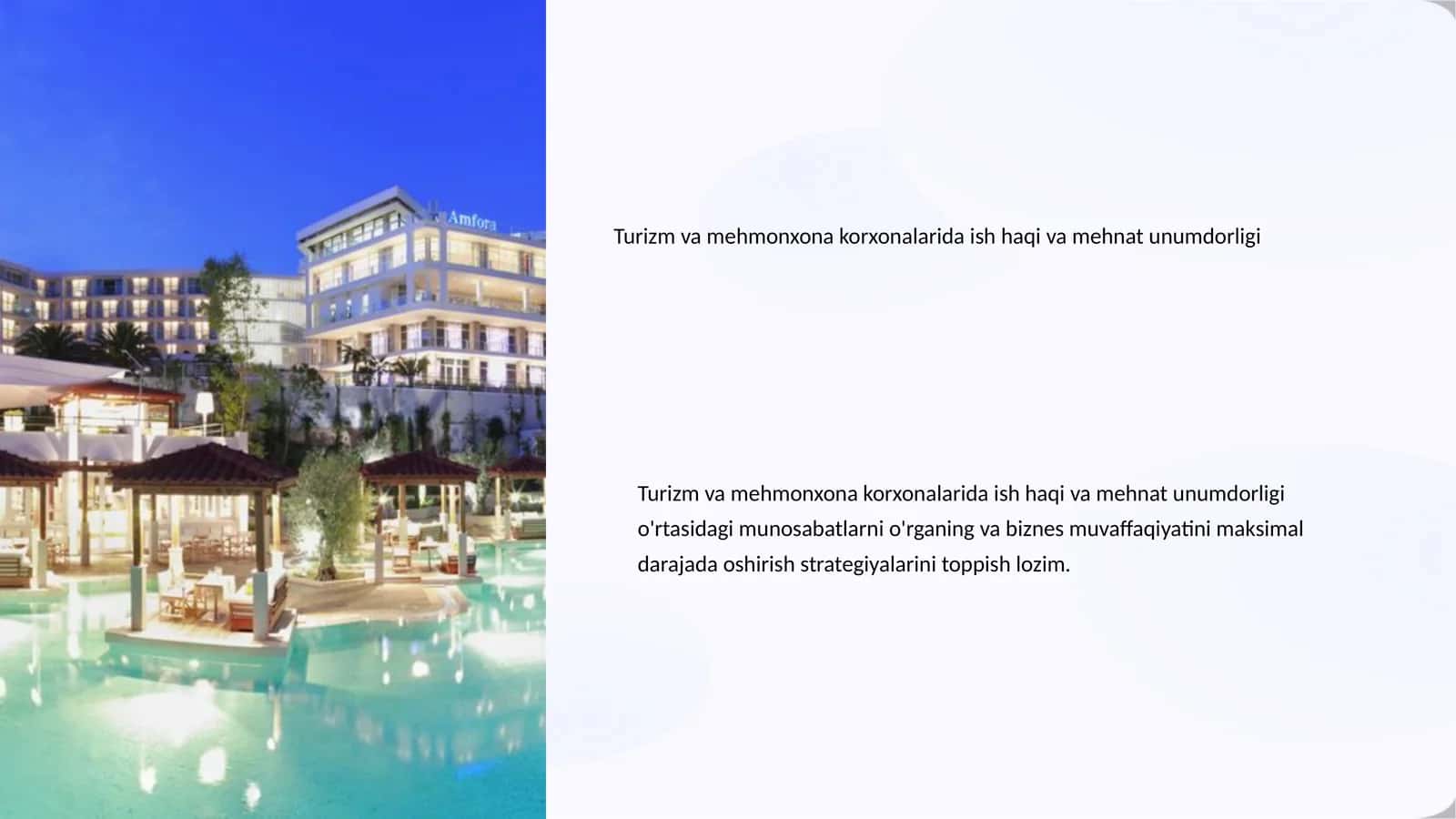 Turizm va mehmonxona korxonalarida ish haqi va mehnat unumdorligi 1