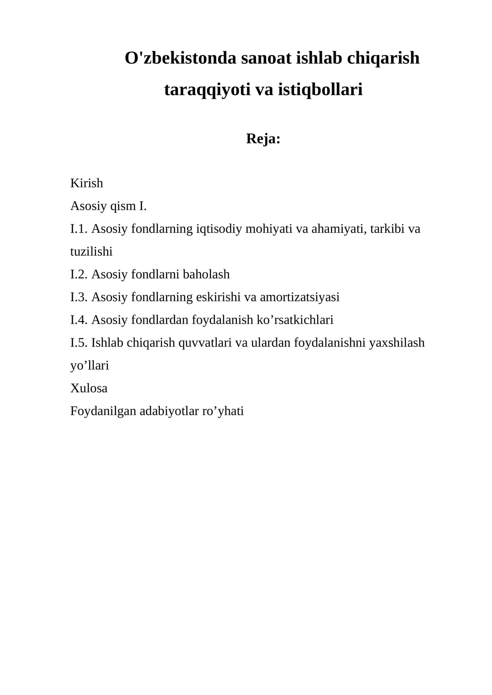 O'zbekistonda sanoat ishlab chiqarish taraqqiyoti va istiqbollari 1