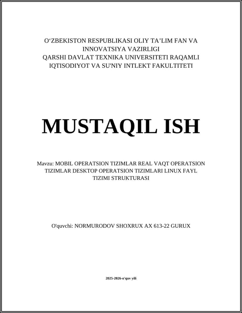 Mobil operatsion tizimlar arxitekturasi (Android va iOS) 1