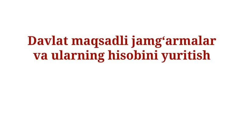 Davlat maqsadli jamg'armalar va ularning hisobini yuritish 1