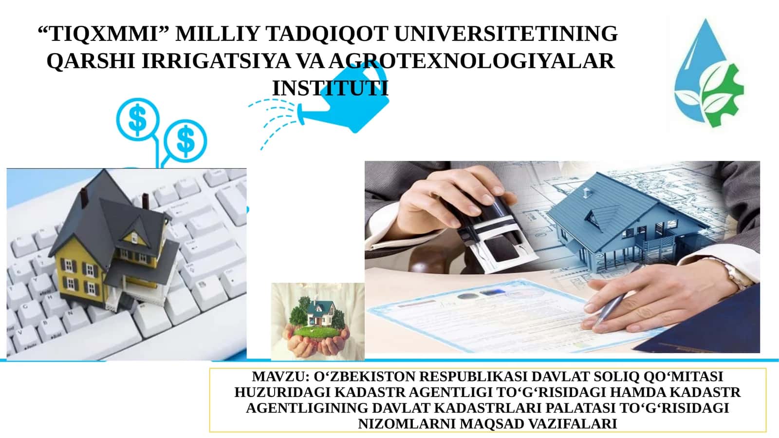 O‘ZBEKISTON RESPUBLIKASI DAVLAT SOLIQ QO‘MITASI HUZURIDAGI KADASTR AGENTLIGI HAMDA KADASTR AGENTLIGINING DAVLAT KADASTRLARI PALATASI TO‘G‘RISIDAGINIZOMLARNI MAQSAD VAZIFALARI 1