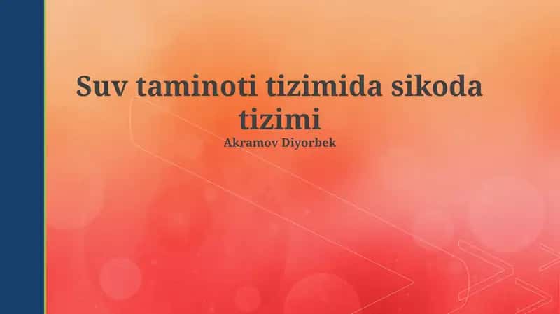Suv Ta'minoti Tizimida Sikoda Tizimi 1