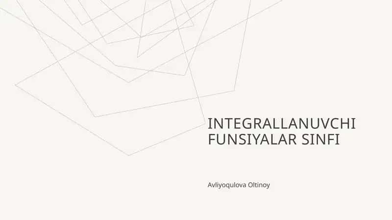 Integrallanuvchi funsiyalar sinfi 1
