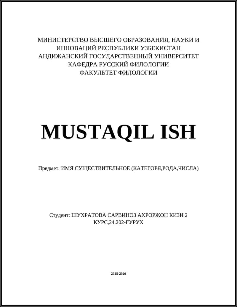 MUSTAQIL ISH 1