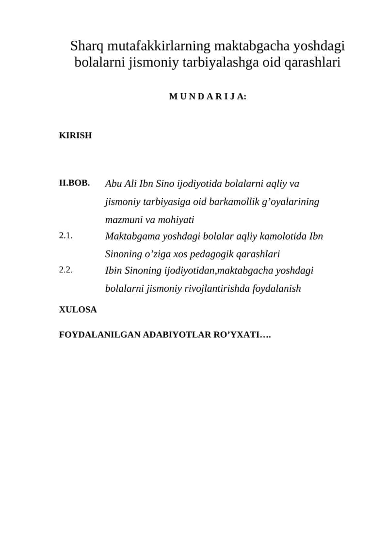Sharq mutafakkirlarning maktabgacha yoshdagi bolalarni jismoniy tarbiyalashga oid qarashlari 1