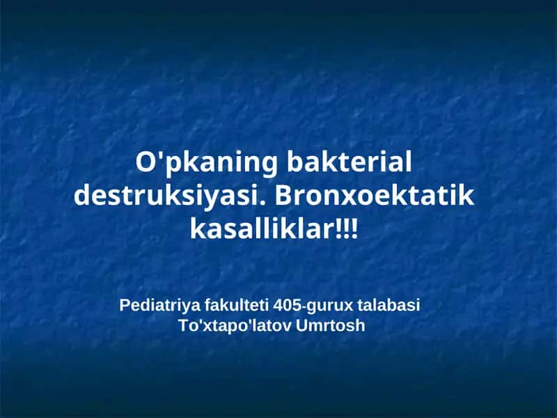 Yiringli O'pka Kasalliklari Klassifikatsiyasi 1