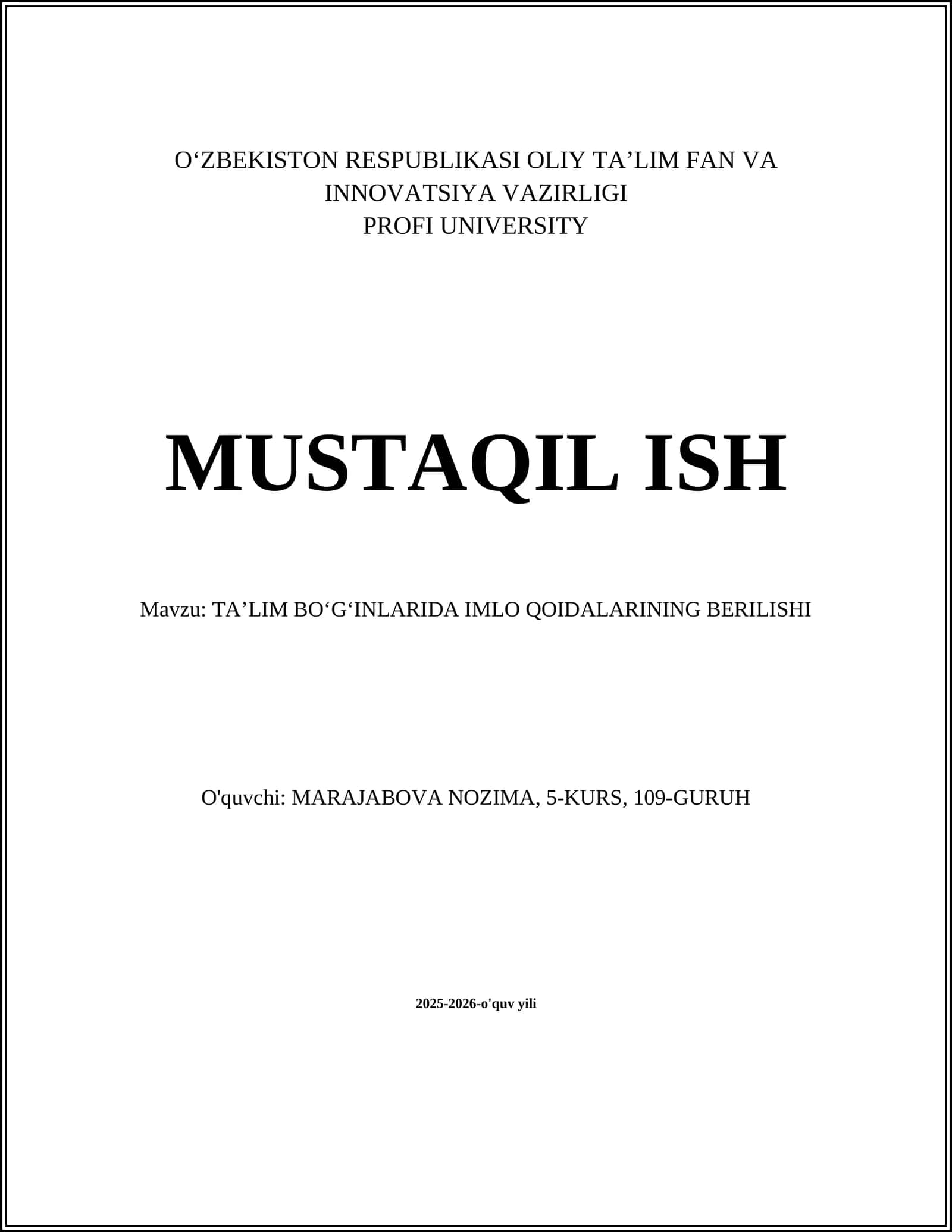 TA’LIM BOʻGʻINLARIDA IMLO QOIDALARINING BERILISHI 1