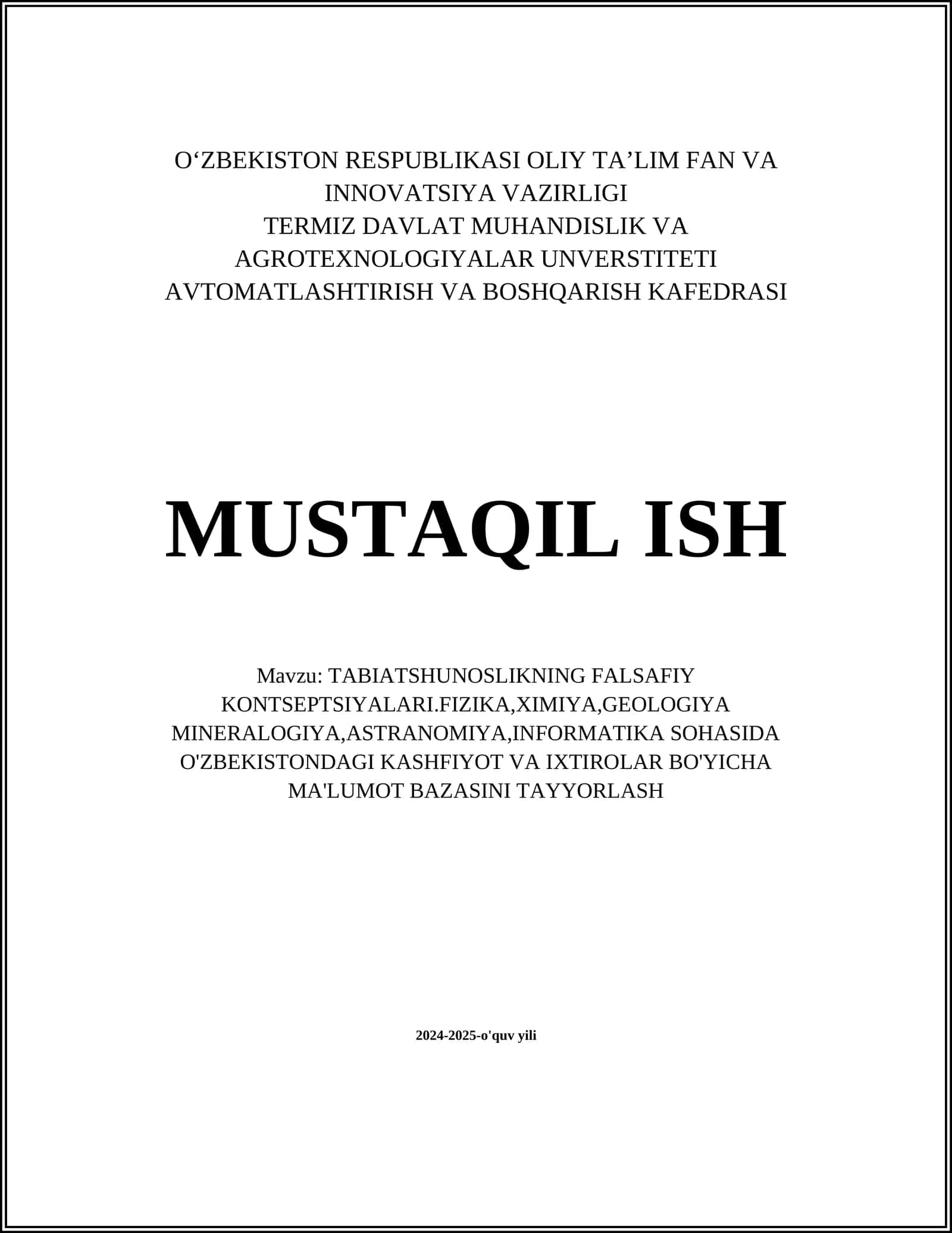 TABIATSHUNOSLIKNING FALSAFIY KONTSEPTSIYALARI 1