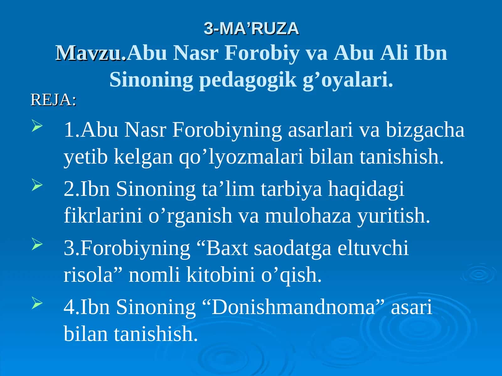 3-MA’RUZA Abu Nasr Forobiy va Abu Ali Ibn Sinoning pedagogik g’oyalari 1