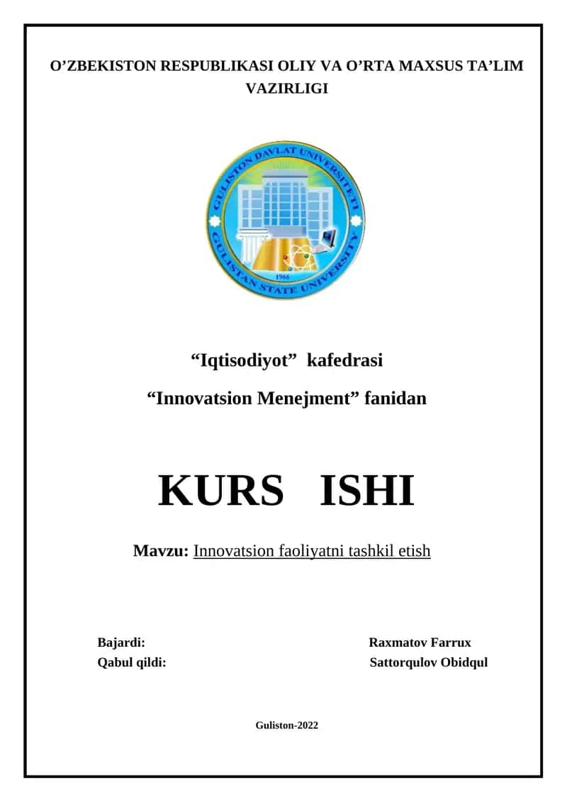 Innovatsion faoliyatni tashkil etish 1