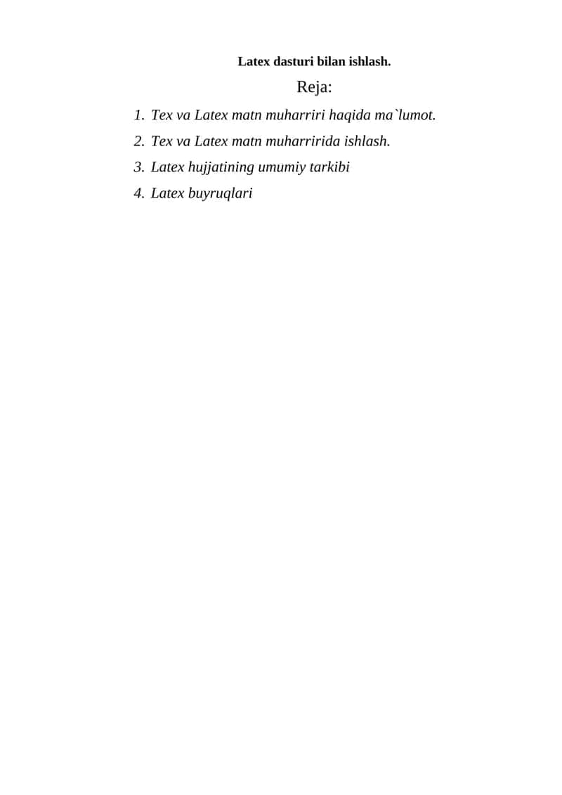Tex va Latex matn muharriri haqida ma`lumot 1