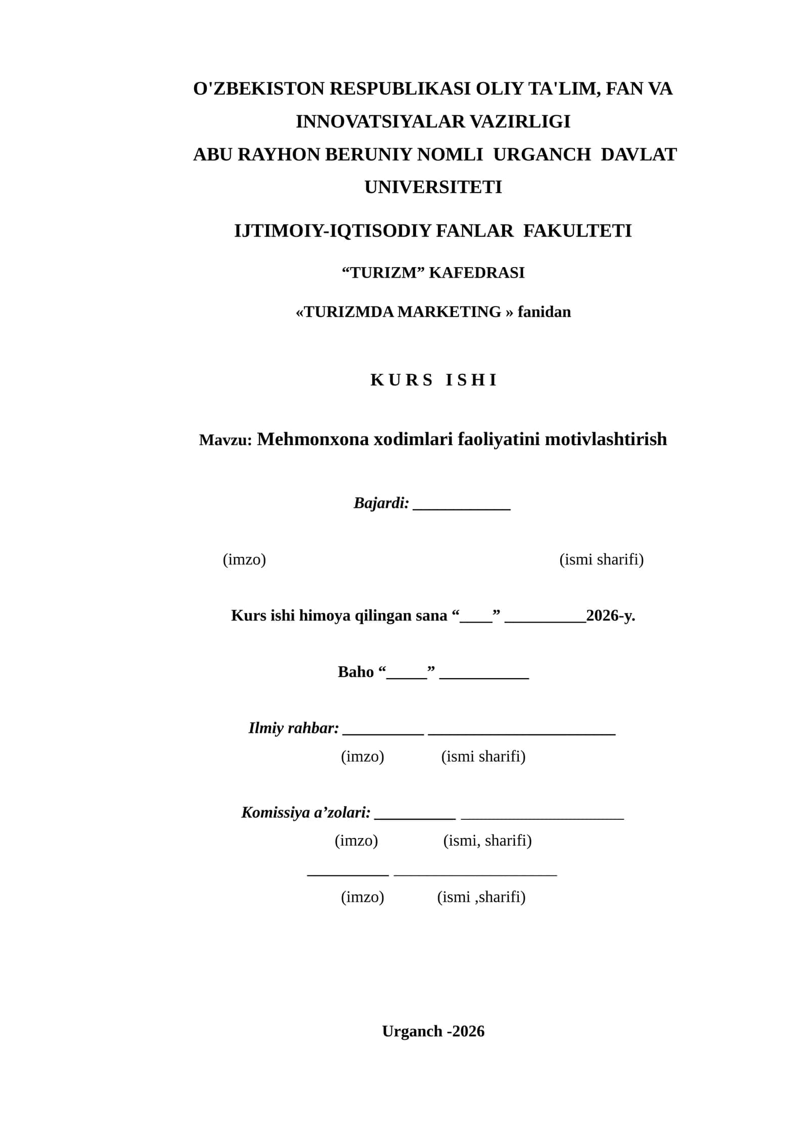 Mehmonxona xodimlari faoliyatini motivlashtirish 1
