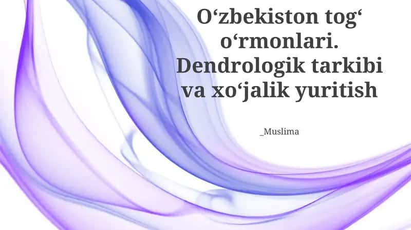Oʻzbekiston togʻ oʻrmonlari. Dendrologik tarkibi va xoʻjalik yuritish 1