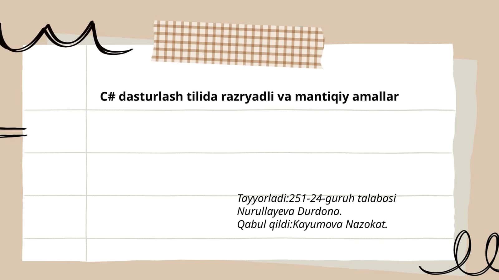 C# dasturlash tilida razryadli va mantiqiy amallar 1