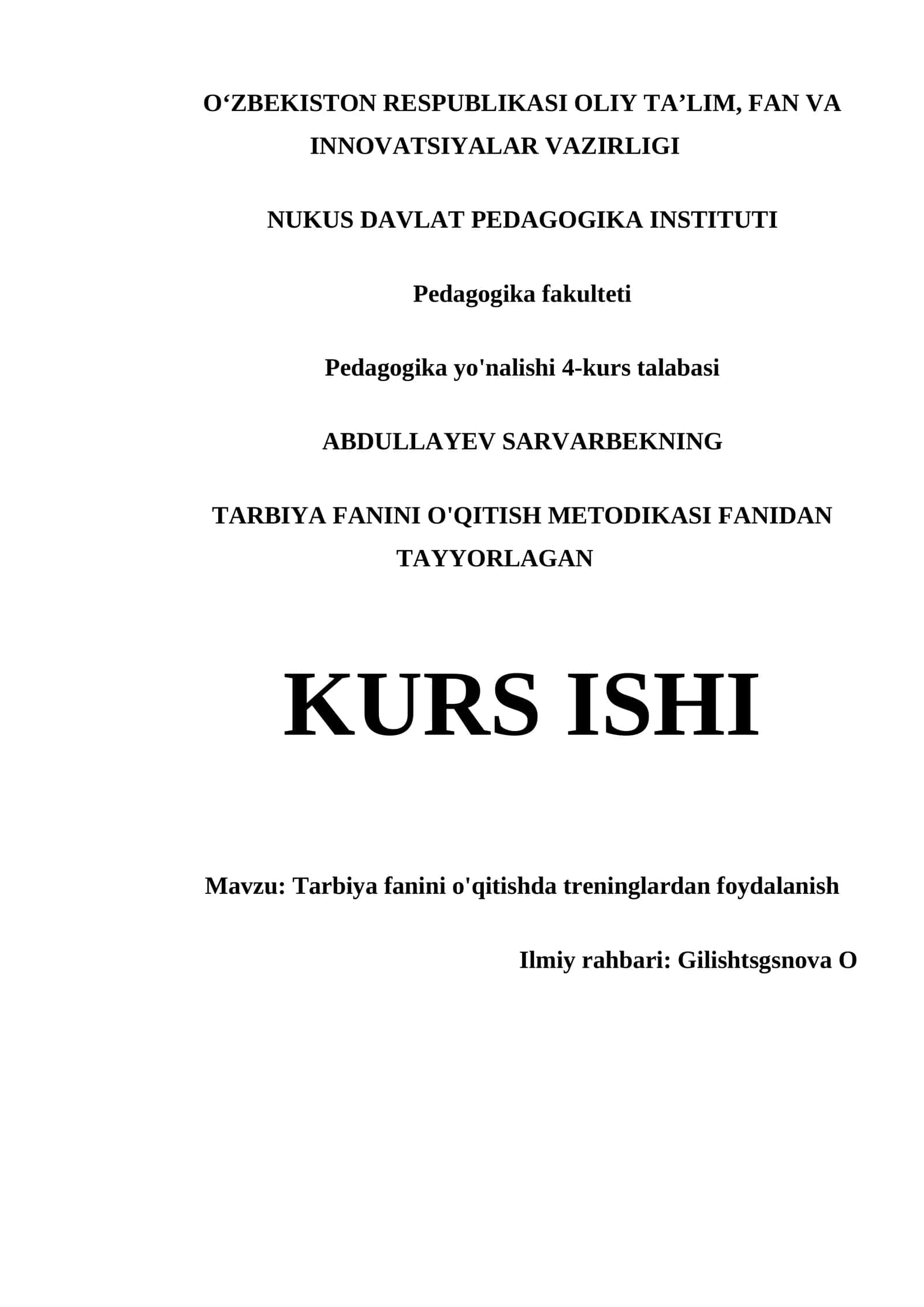 Treninglardan foydalanish metodikasi 1