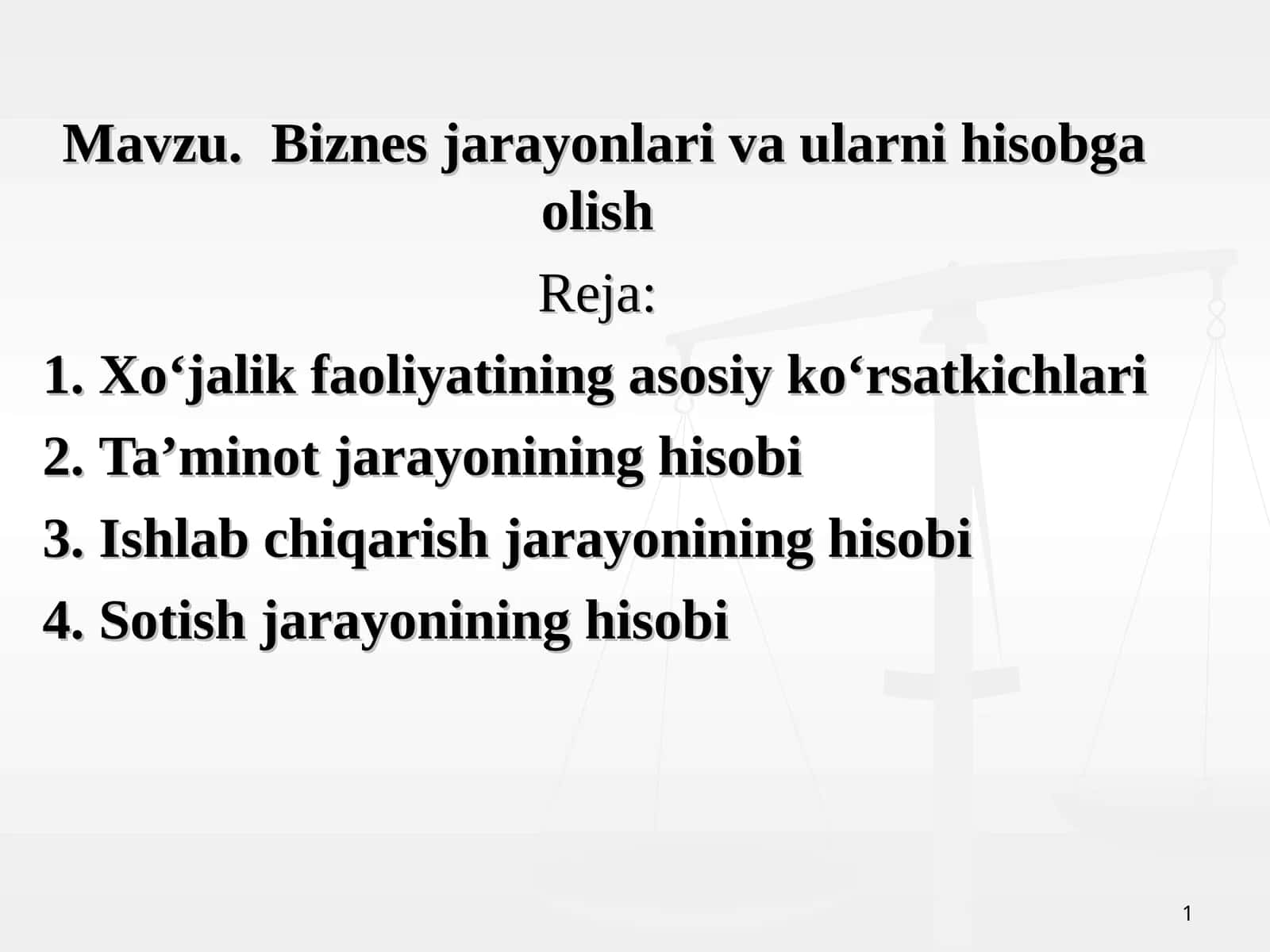 Biznes jarayonlari va ularni hisobga olish 1