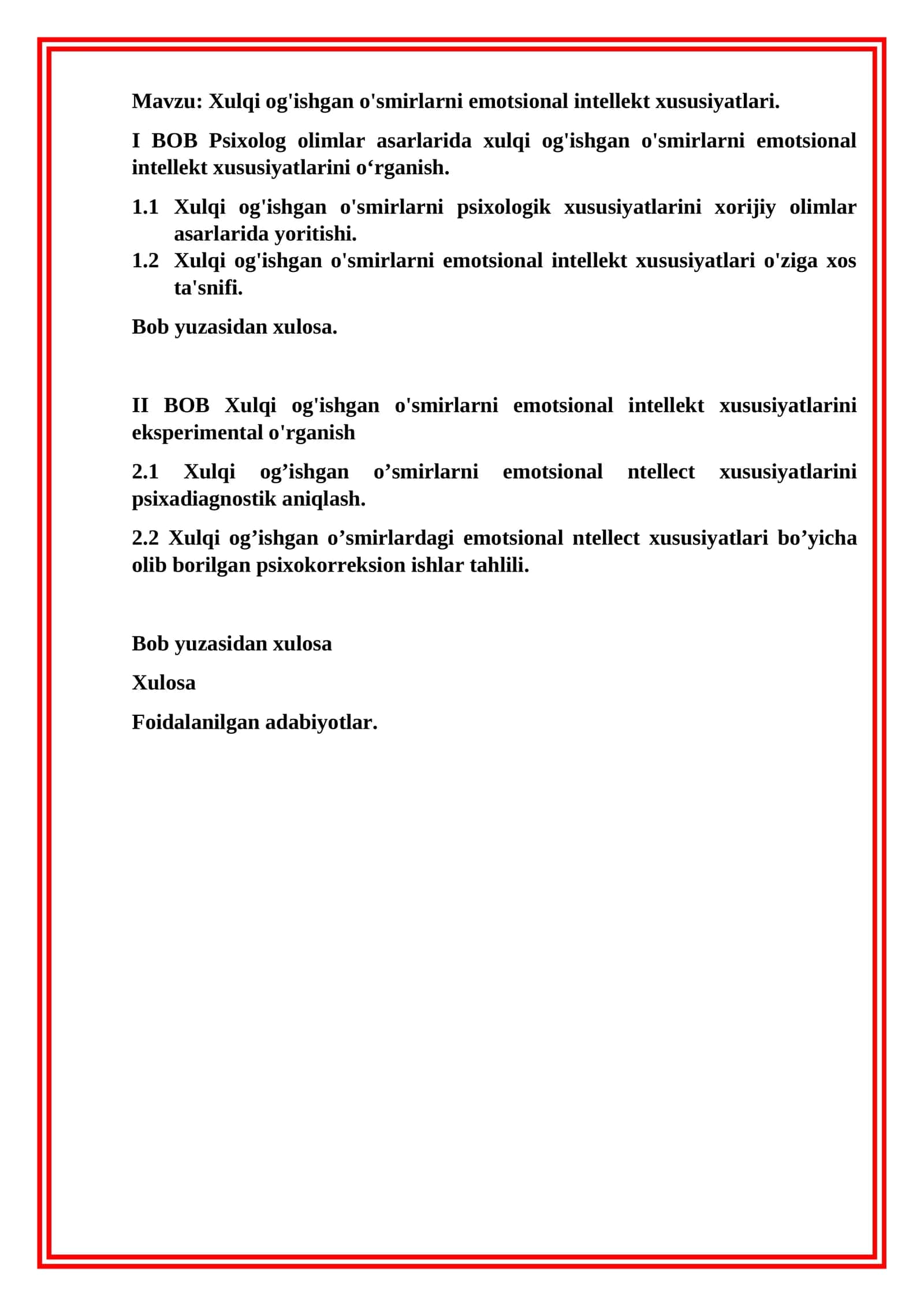 Xulqi og'ishgan o'smirlarni emotsional intellekt xususiyatlari 1