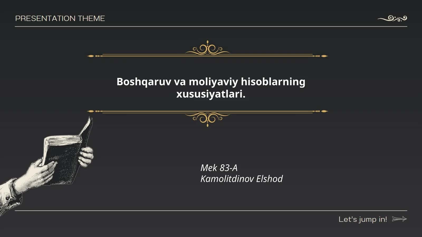 Boshqaruv va moliyaviy hisoblarning xususiyatlari 1
