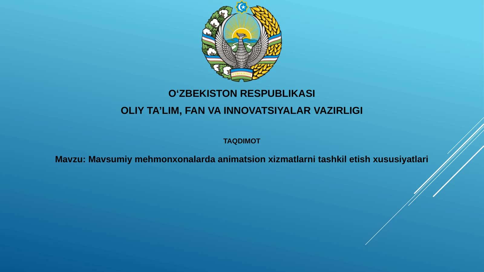 Mavsumiy mehmonxonalarda animatsion xizmatlarni tashkil etish xususiyatlari 1