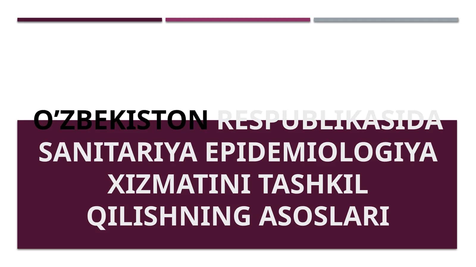 Sanitariya epidemiologiya xizmatini tashkil qilishning asoslari 1