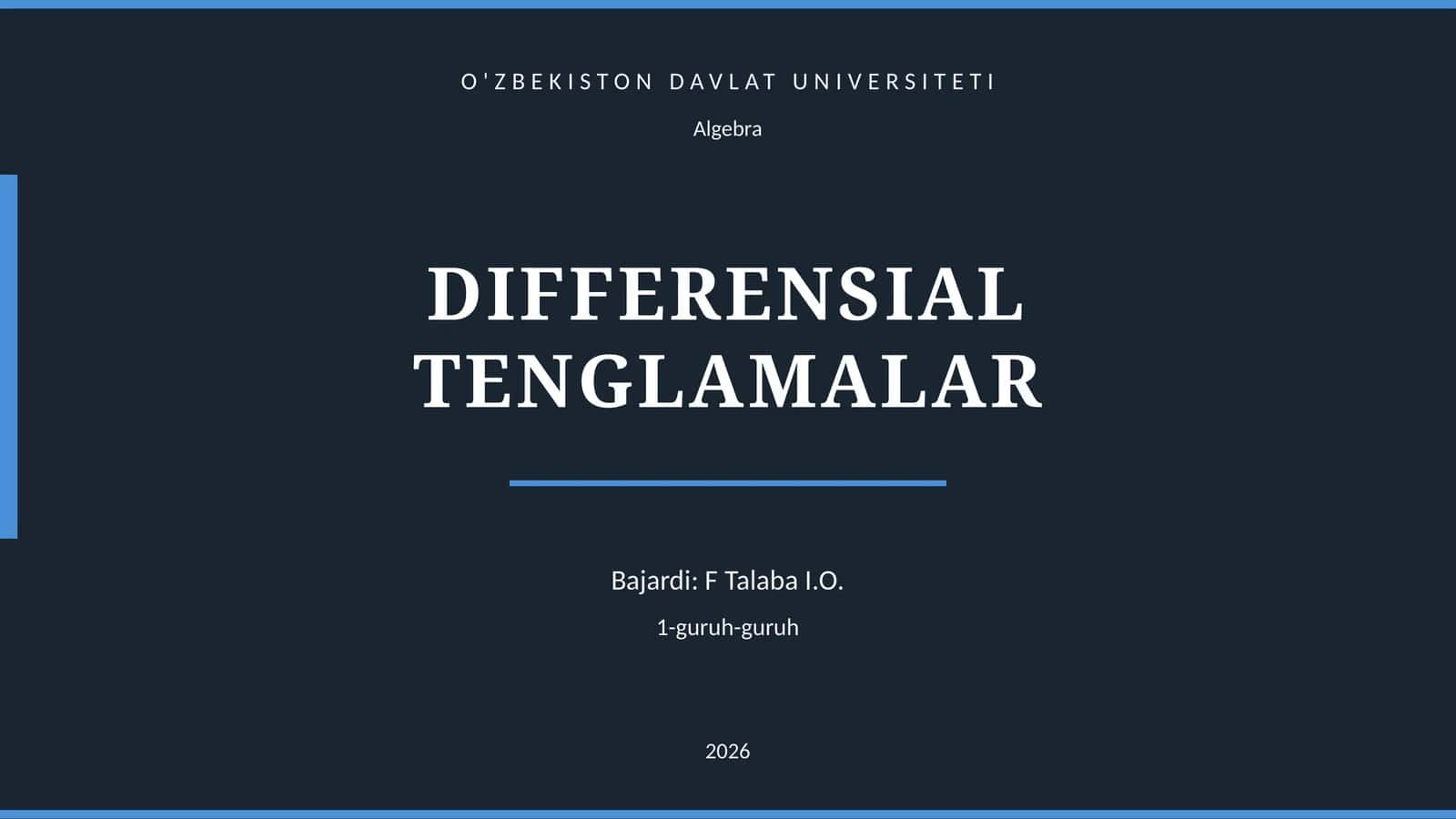 DIFFERENSIAL TENGLAMALAR 1