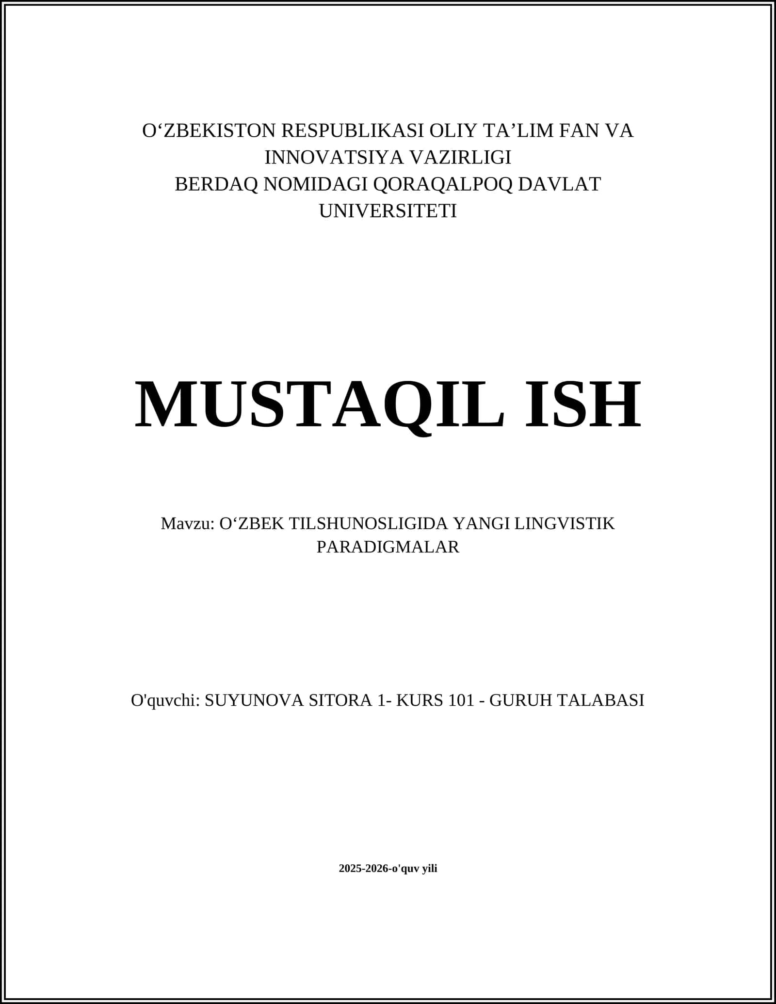 OʻZBEK TILSHUNOSLIGIDA YANGI LINGVISTIK PARADIGMALAR 1
