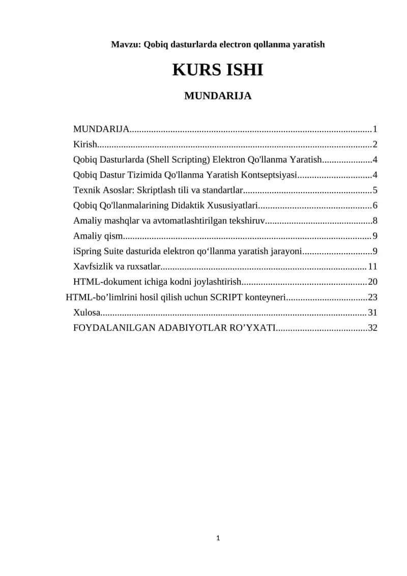 Qobiq dasturlarda electron qollanma yaratish 1
