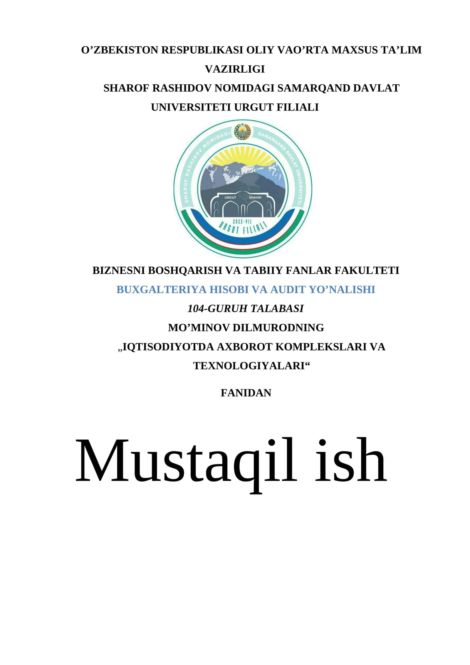 Excel daturida diagrammalar bilan ishlash 1