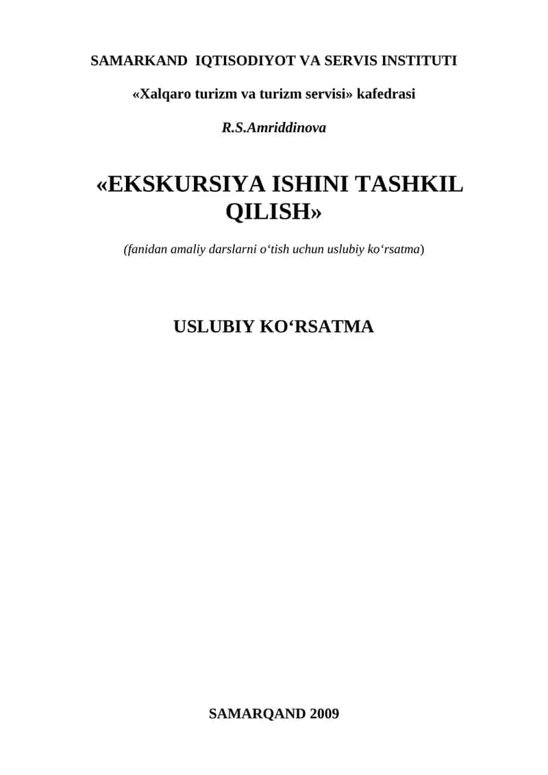 EKSKURSIYA ISHINI TASHKIL QILISH 1