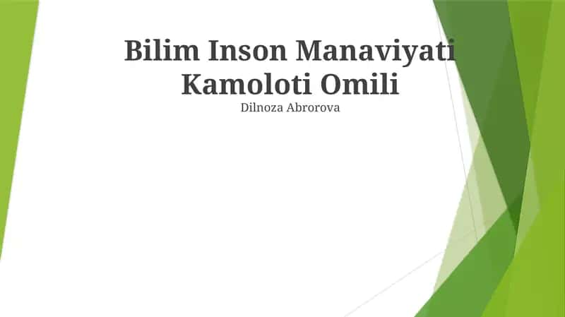 Bilim Inson Manaviyati Kamoloti Omili 1