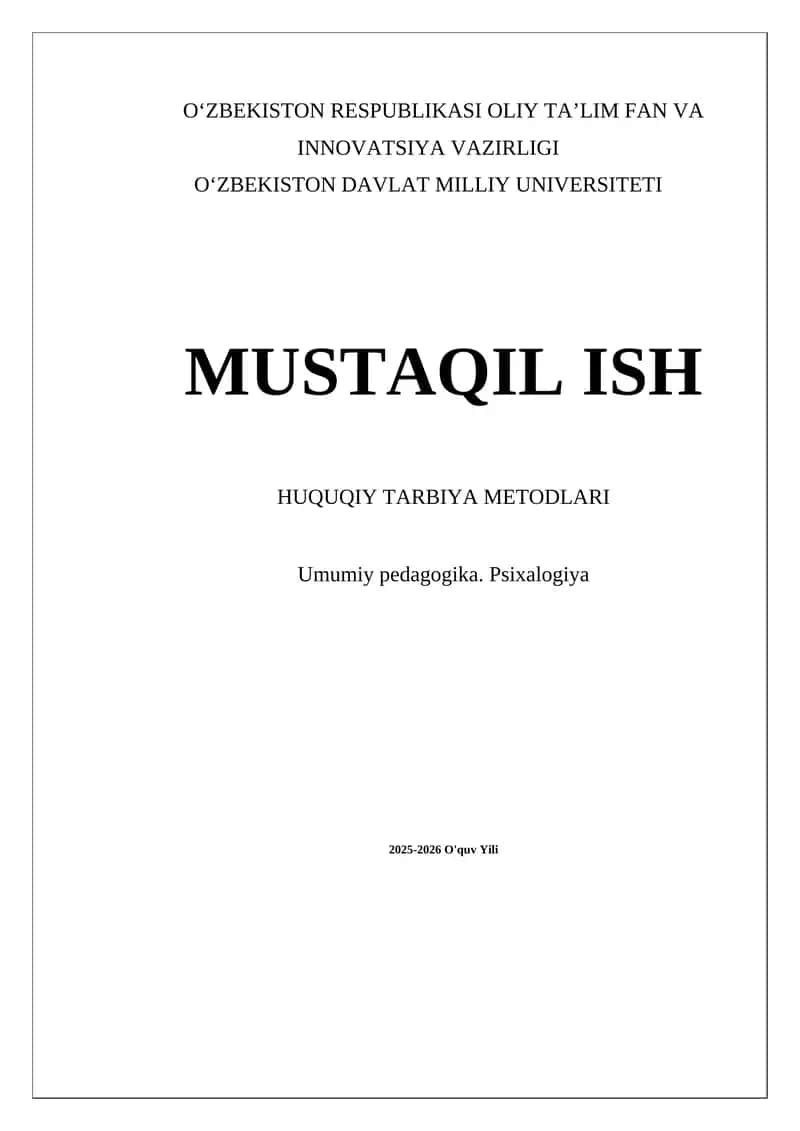 Huquqiy Tarbiya Metodlari 1