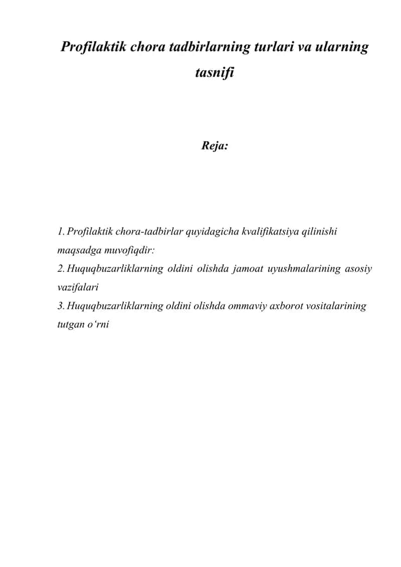 Jinoyatchilikning oldini olish 1