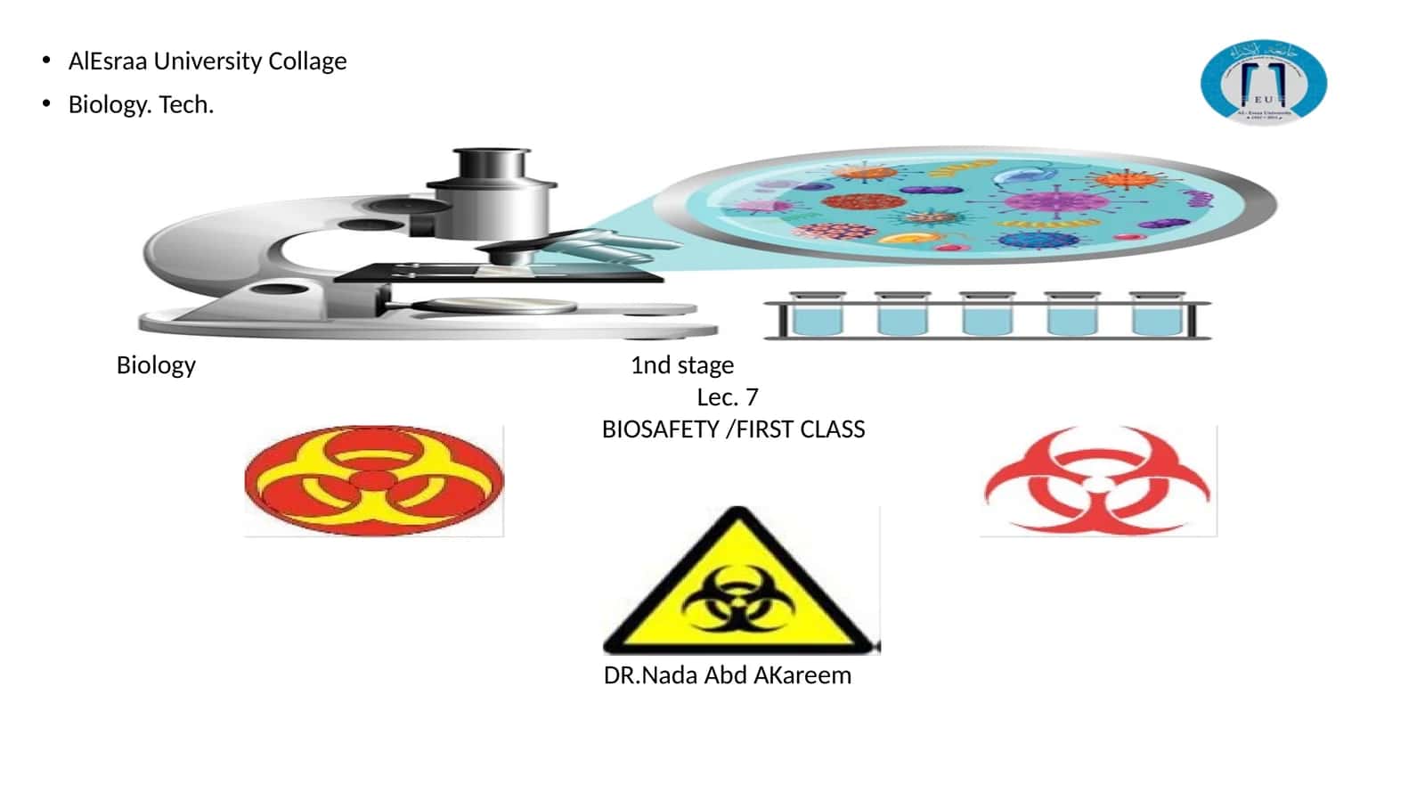 AlEsraa University Collage Biology 1