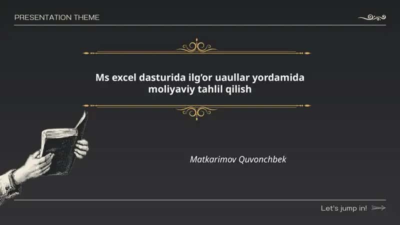 Ms Excel dasturida ilg’or uaullar yordamida moliyaviy tahlil qilish 1