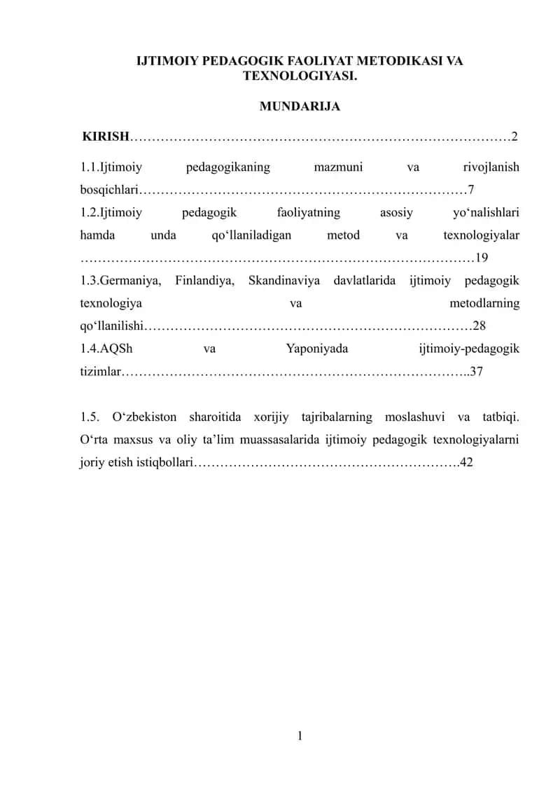 IJTIMOIY PEDAGOGIK FAOLIYAT METODIKASI VA TEXNOLOGIYASI 1