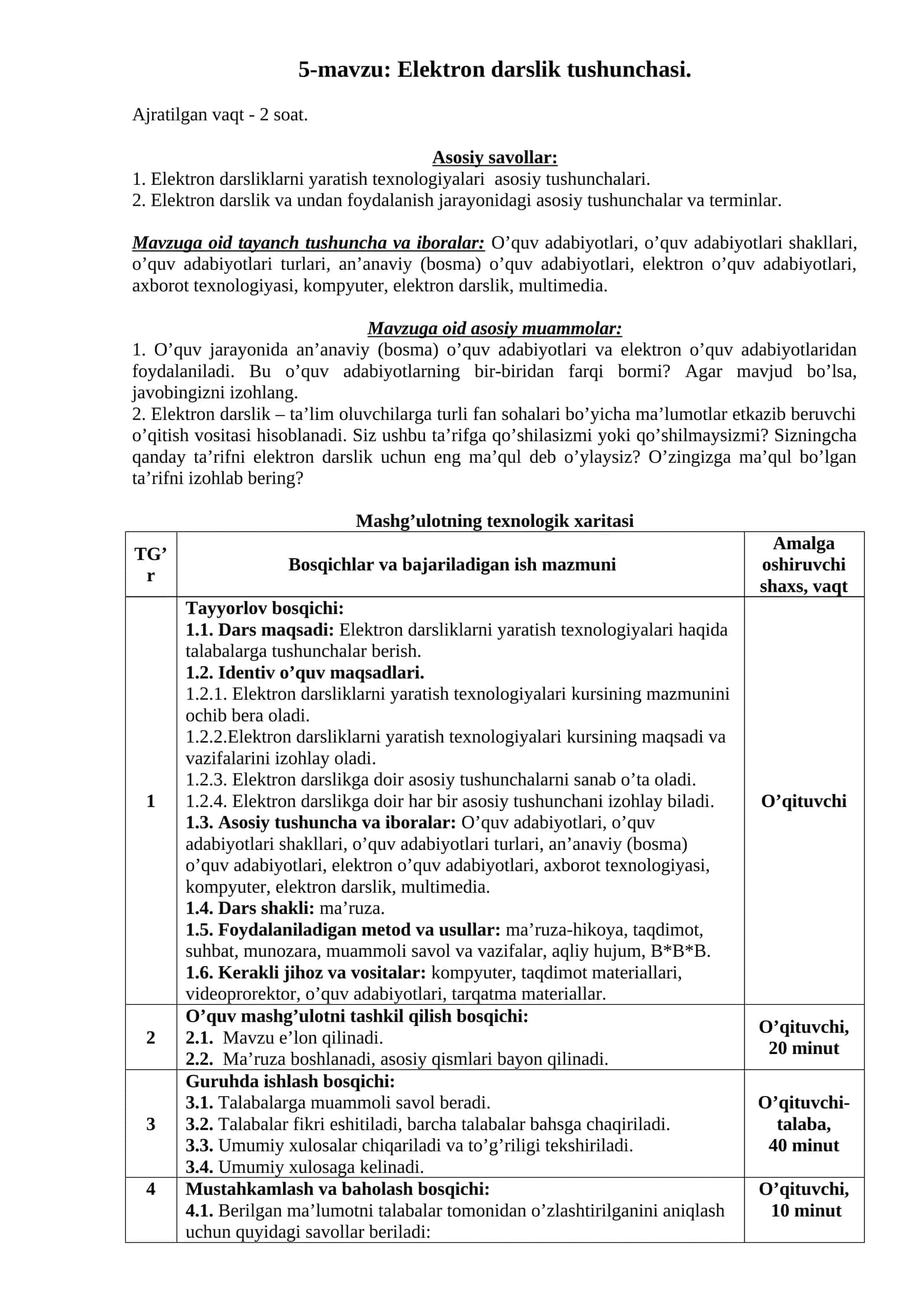 Elektron darslik tushunchasi (5-Mavzu) 1