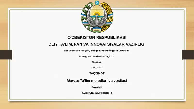 Ta'lim metodlari va vositasi 1