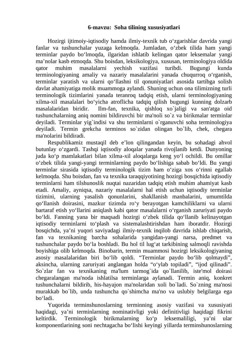 Soha tilining xususiyatlari 1