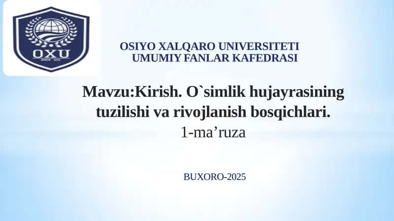 O'simlik Hujayrasi 1