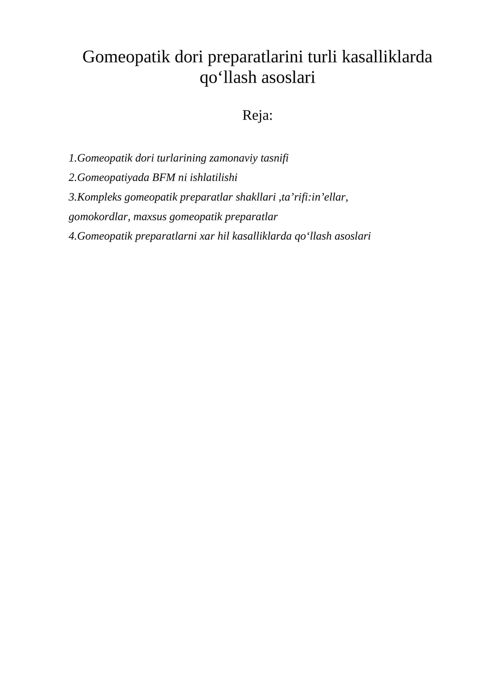 Gomeopatik dori preparatlarini turli kasalliklarda qo‘llash asoslari 1