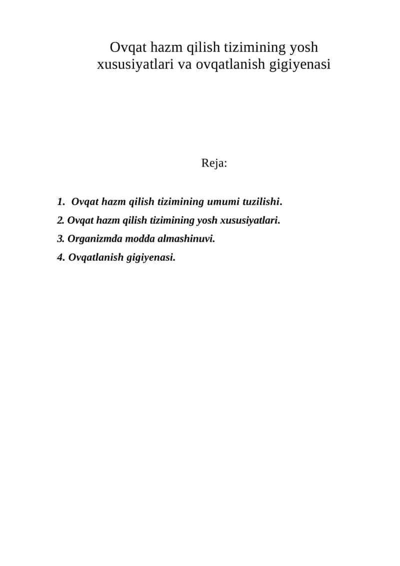 Ovqat hazm qilish tizimining yosh хususiyatlari va ovqatlanish gigiyenasi 1