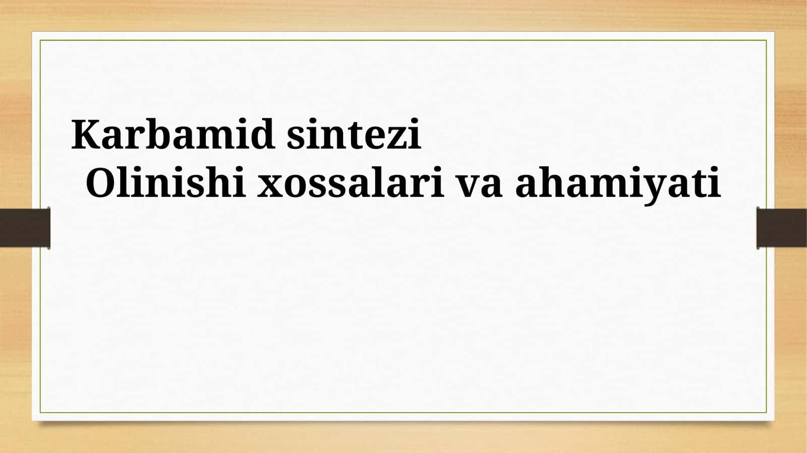 Karbamid sintezi 1