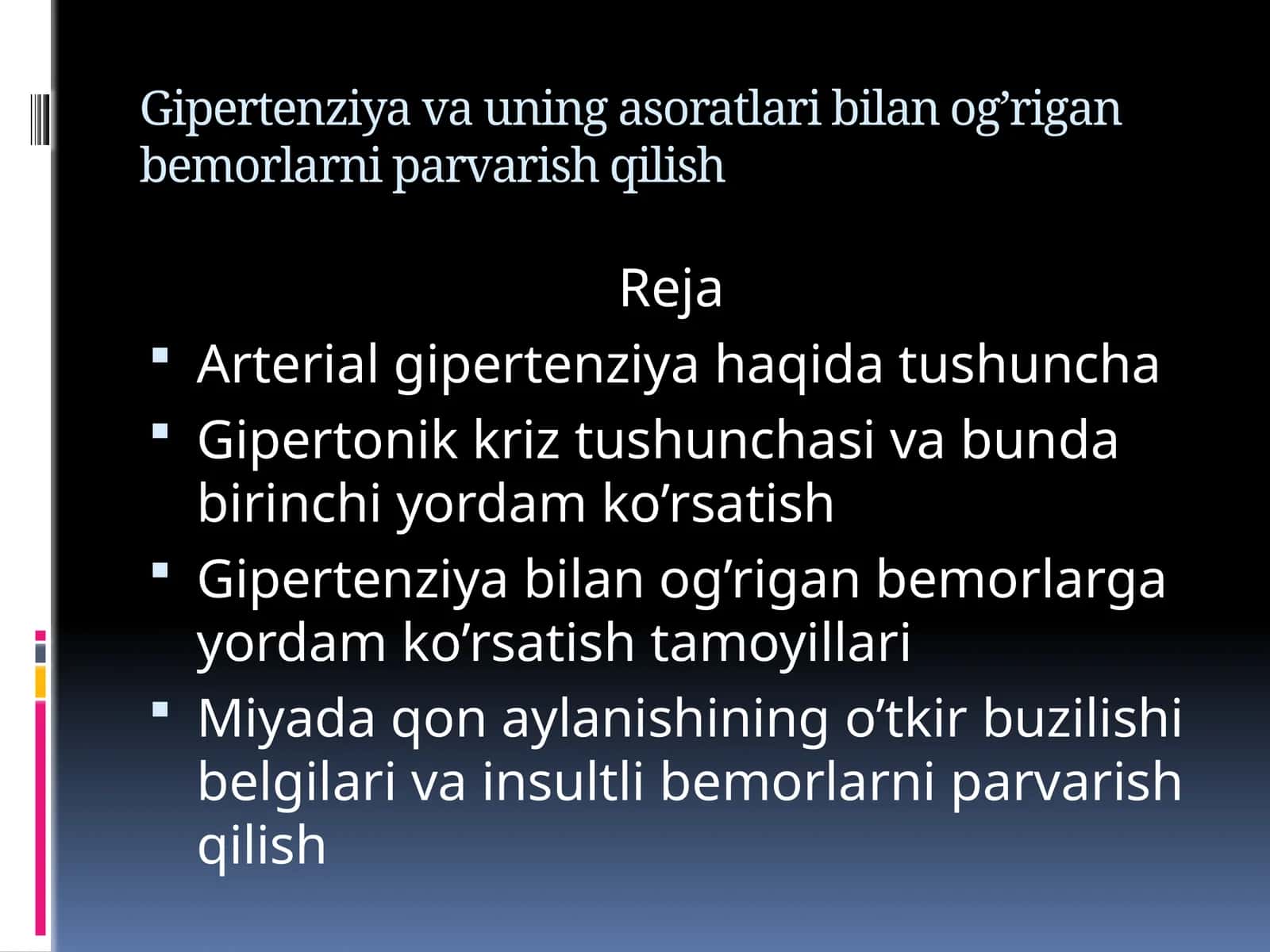Gipertenziya va uning asoratlari bilan og’rigan bemorlarni parvarish qilish 1