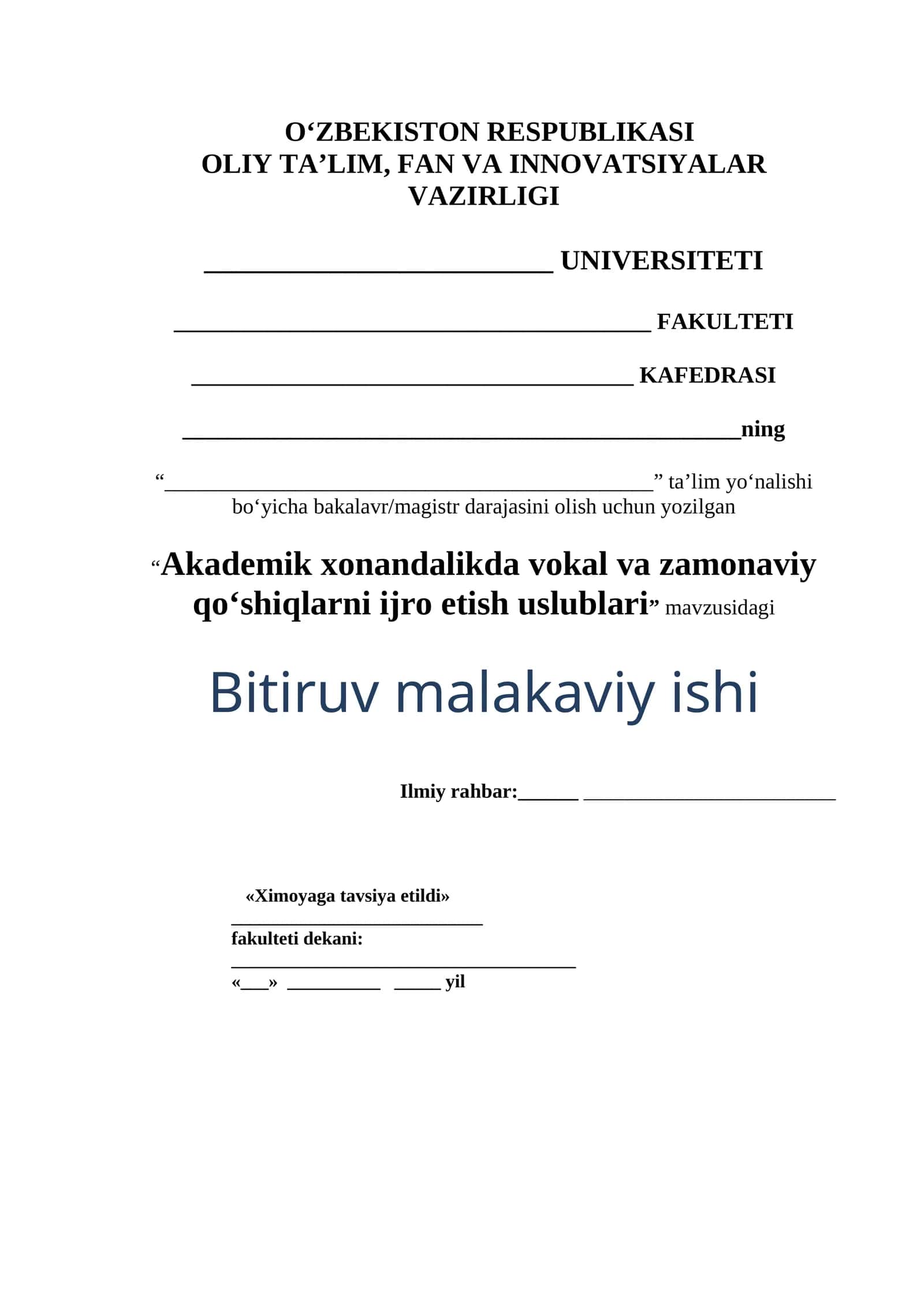Akademik xonandalikda vokal va zamonaviy qo‘shiqlarni ijro etish uslublari 1