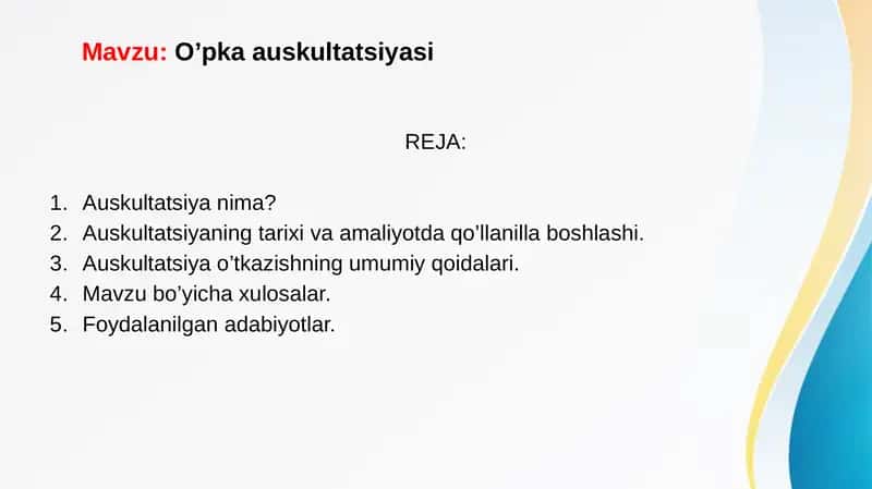 O’pka auskultatsiyasi 1