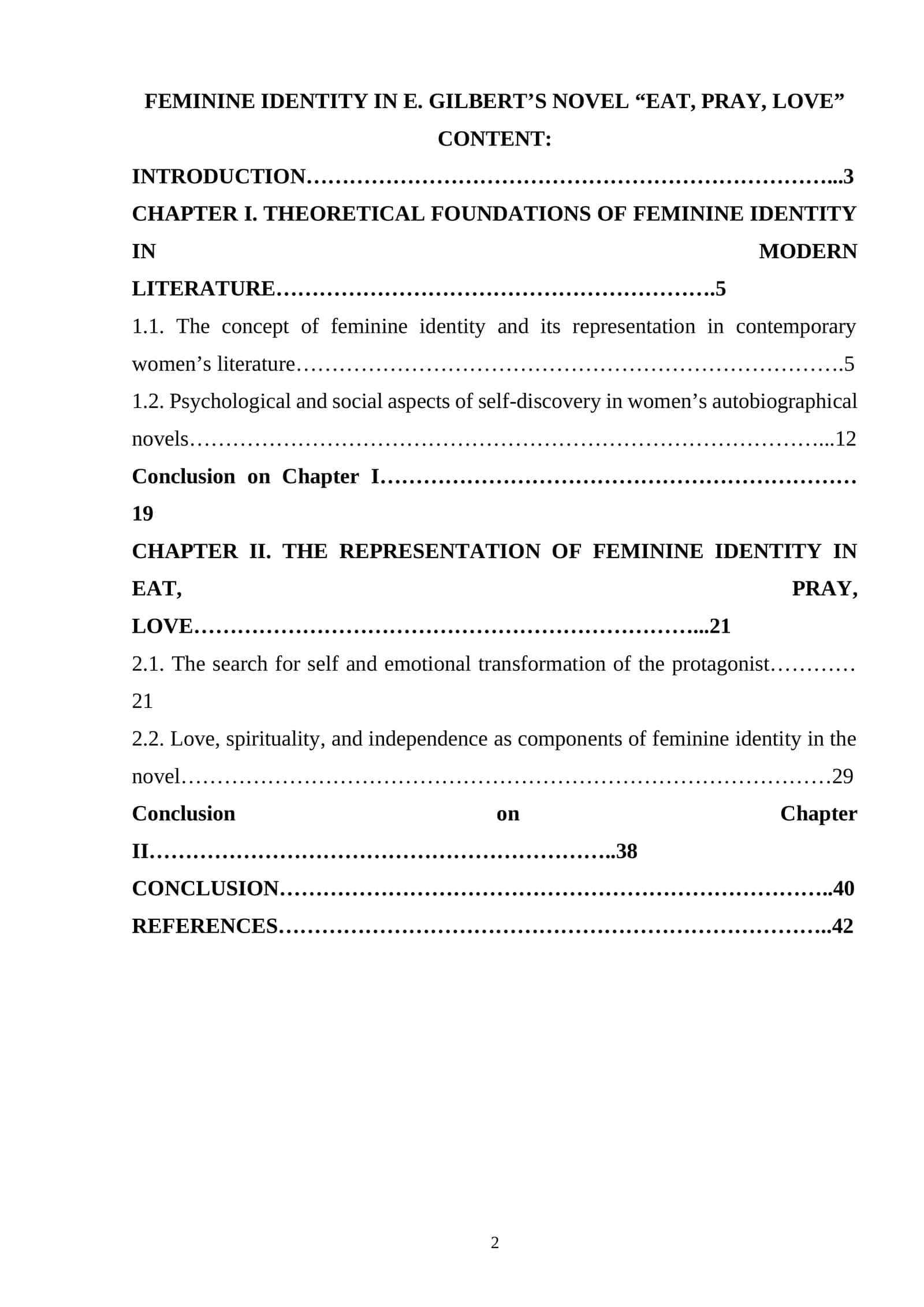 FEMININE IDENTITY IN E. GILBERT’S NOVEL “EAT, PRAY, LOVE” 1