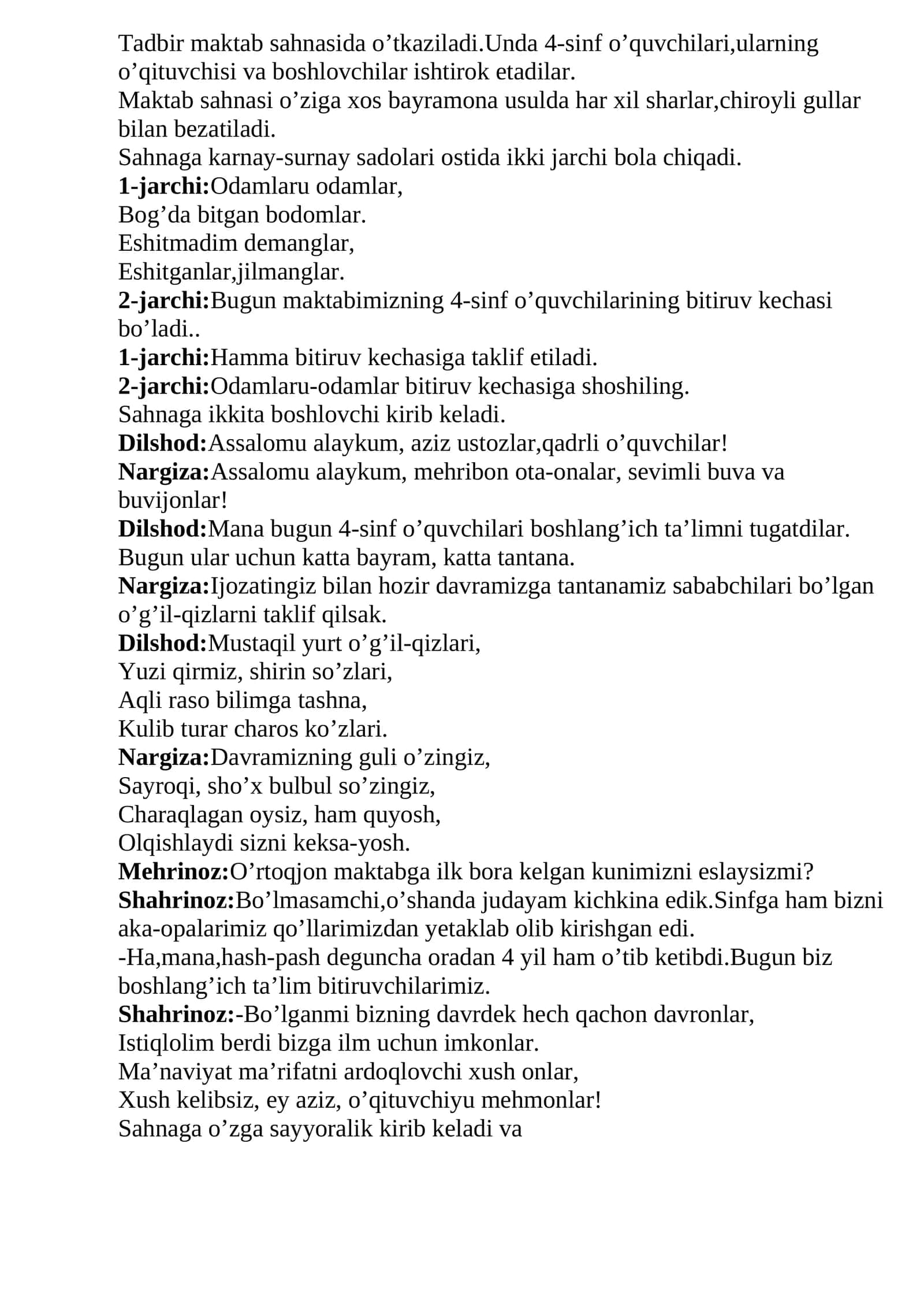 4-sinf o'quvchilarining bitiruv kechasi 1