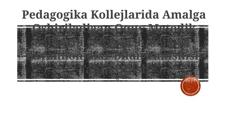 Pedagogika Kollejlarida Amalga Oshiriladigan Oquv Metodik Ishlarni OʻRganish 1