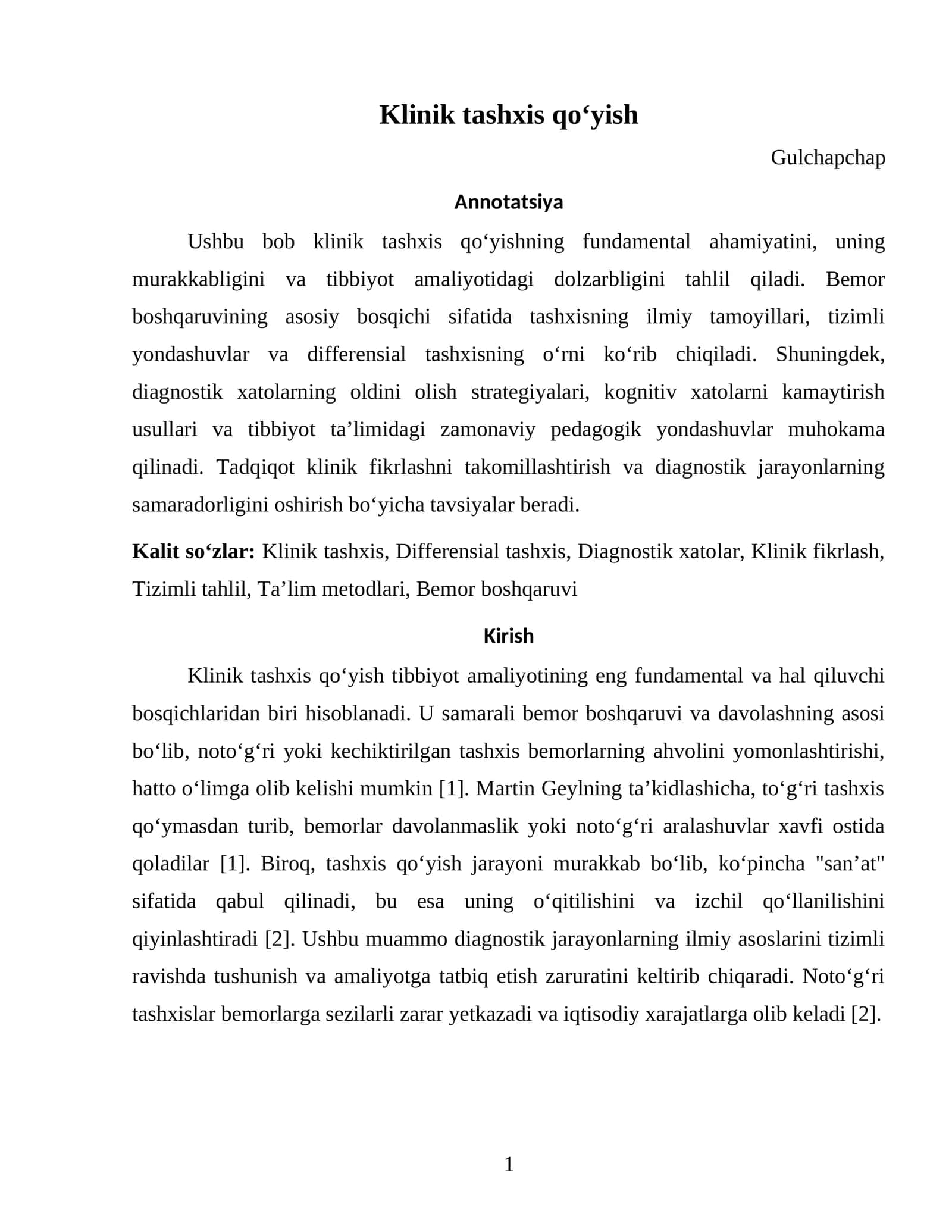 Klinik tashxis qo‘yish 1